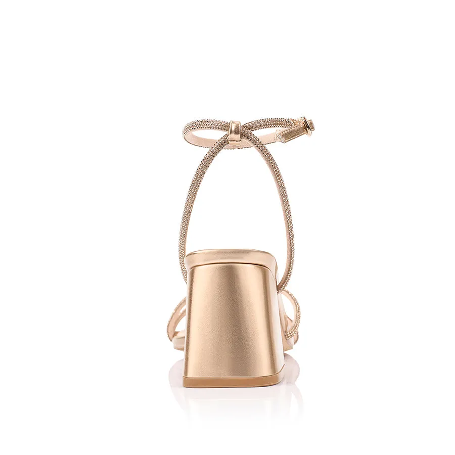 Wear resistant PU midsole Strawberry Block Heel Sandals - Rose Gold