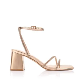 Strawberry Block Heel Sandals - Rose Gold Good Grip