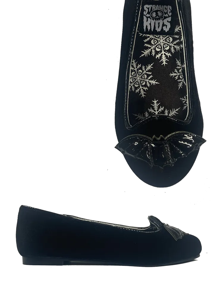 Casual Elegant Style Comfortable Vibe KIDS Lydia Flat Bat Black Velvet