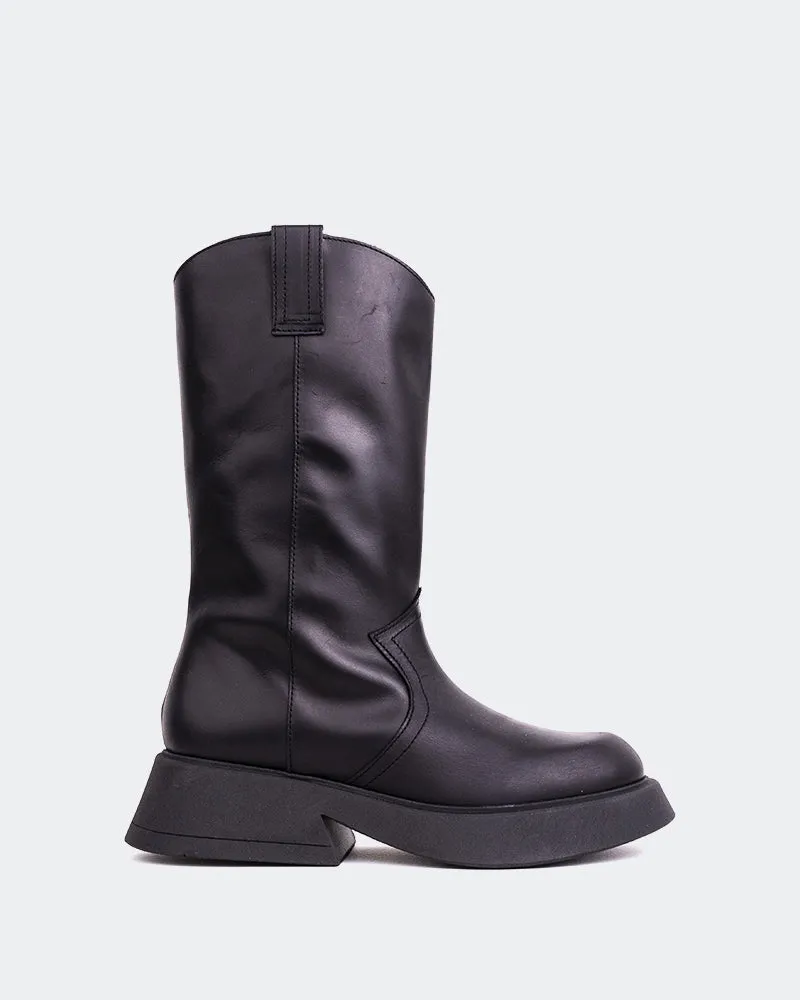 Timeless Fashion Work Basic Gaulle Black Leather