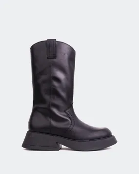 Timeless Fashion Work Basic Gaulle Black Leather