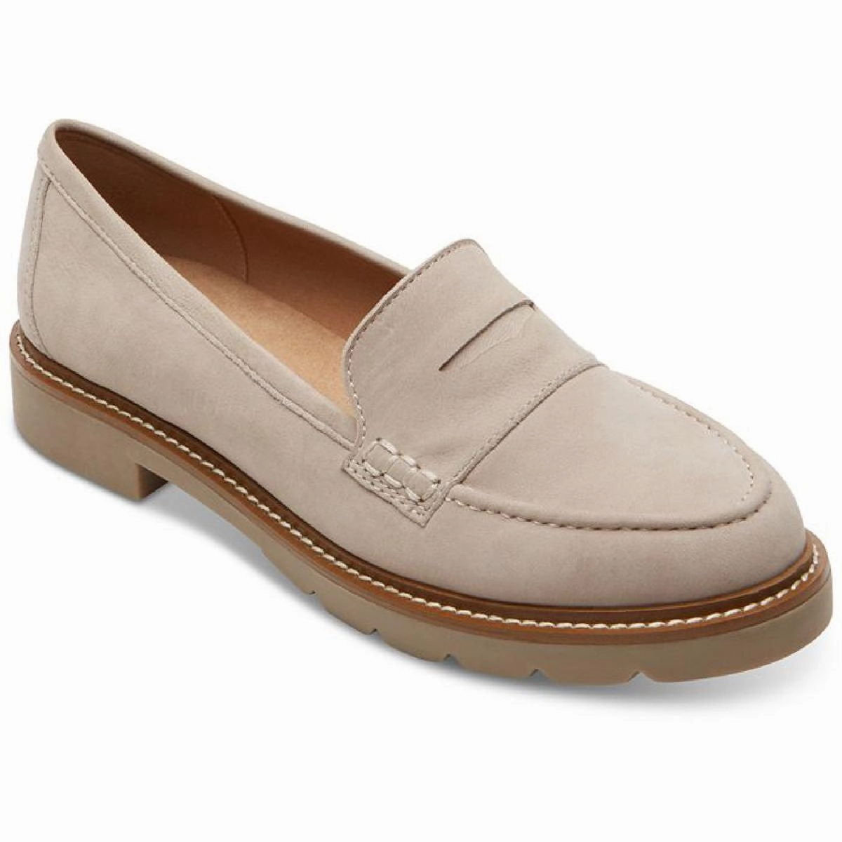 Kacey Womens Leather Slip-On Loafers Heel Safe