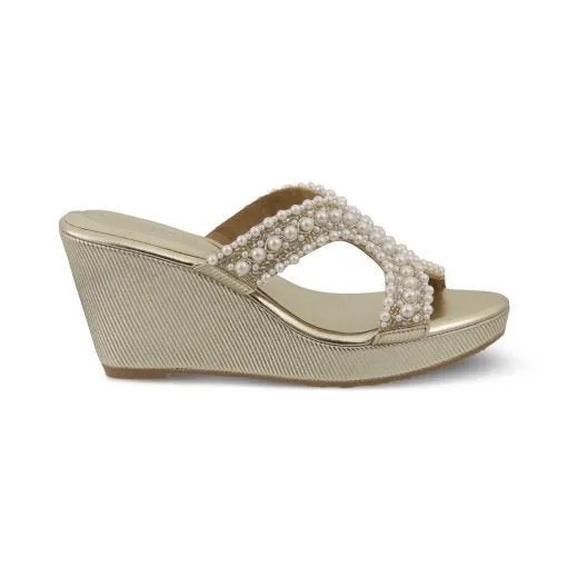 MARWA- PEARL GOLD WEDGES Supportive Traction