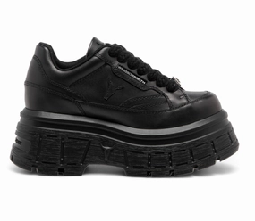 Easy Stride Windsorsmith Black Chunky Leather Sneakers - Swerve