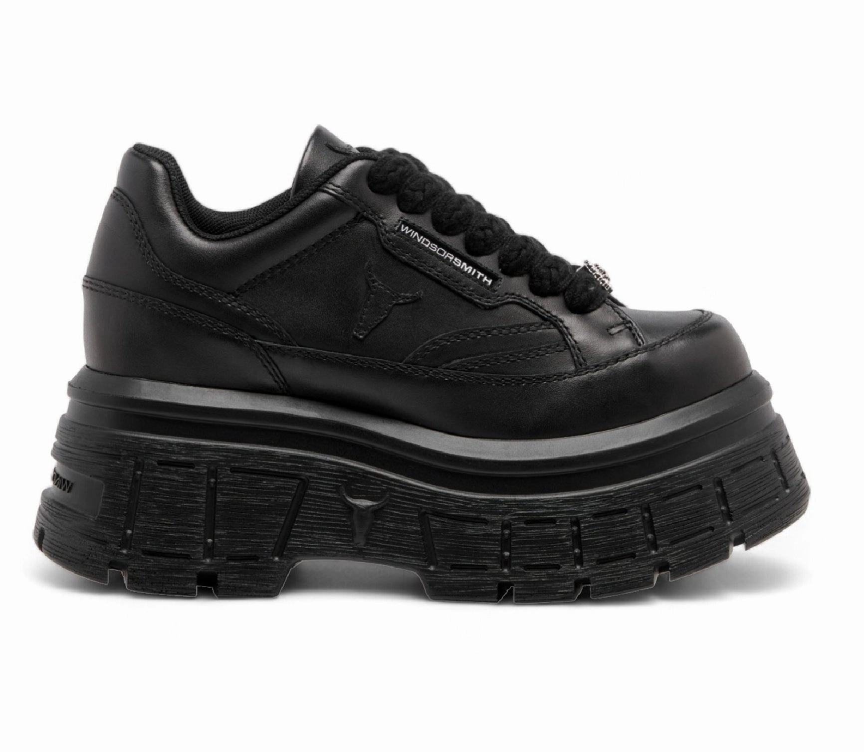 Windsorsmith Black Chunky Leather Sneakers - Swerve Effortless Style