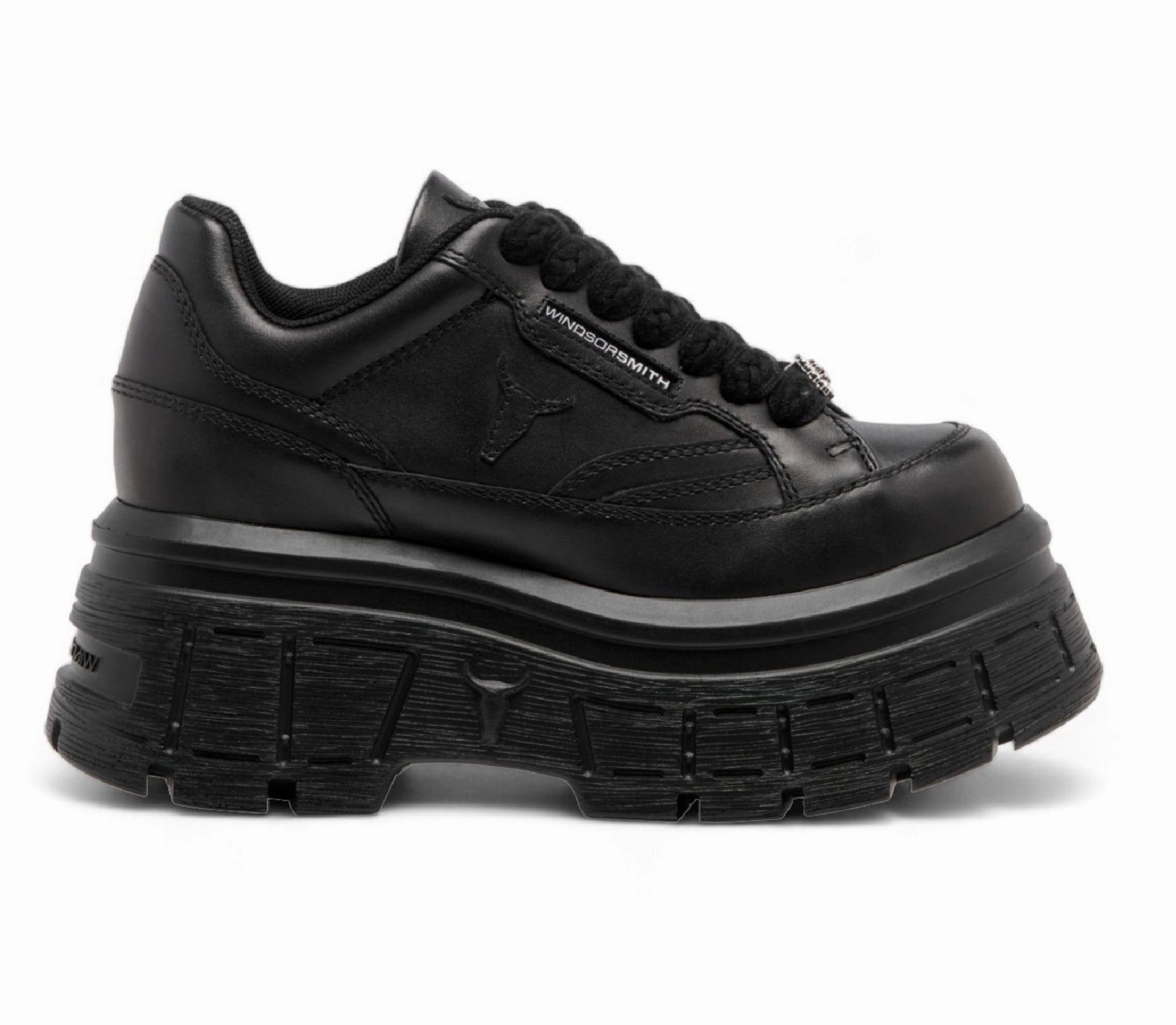 Easy Stride Windsorsmith Black Chunky Leather Sneakers - Swerve