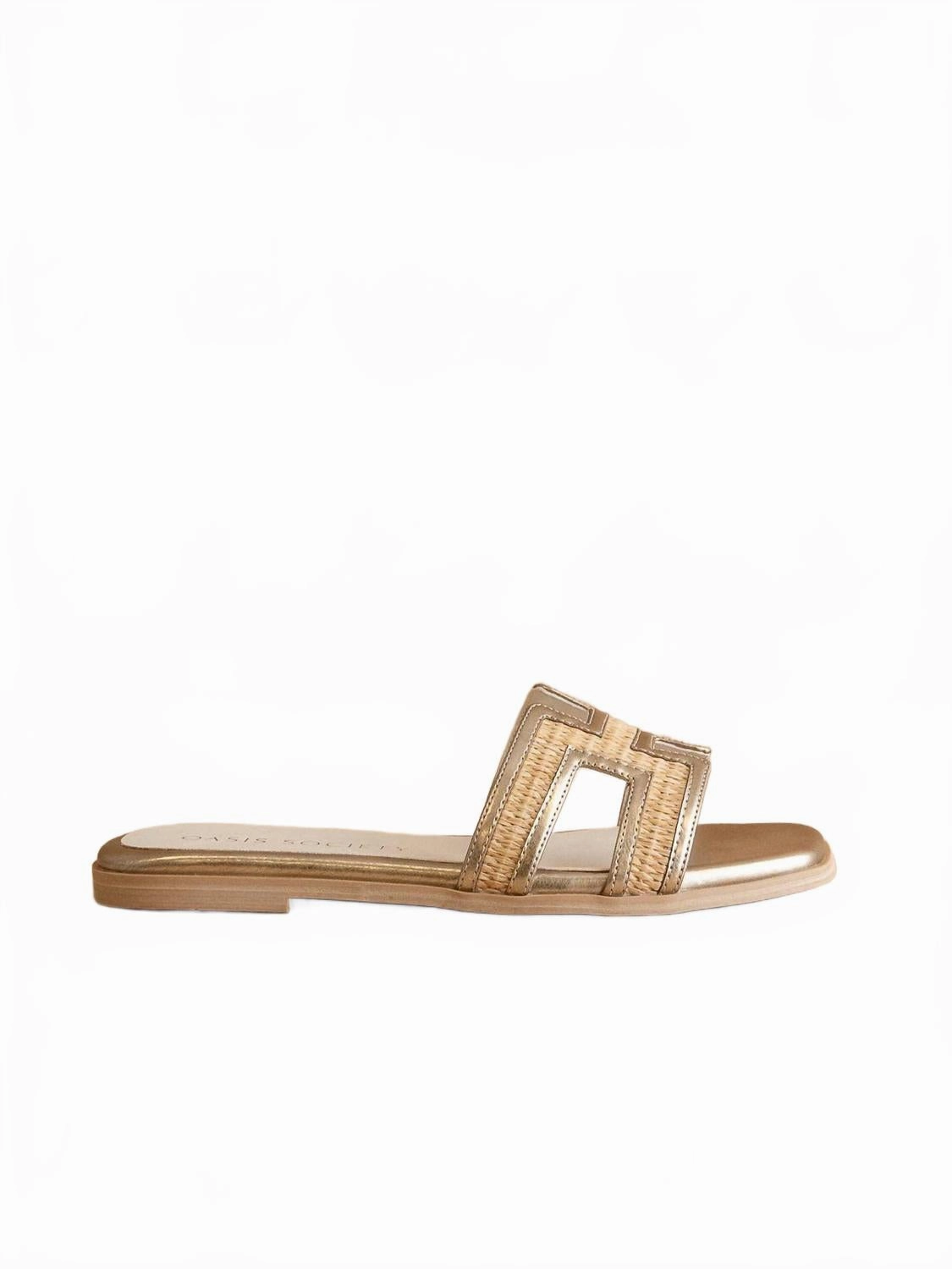 Women Nina H Cutout Raffia Slide In Gold Style Expression