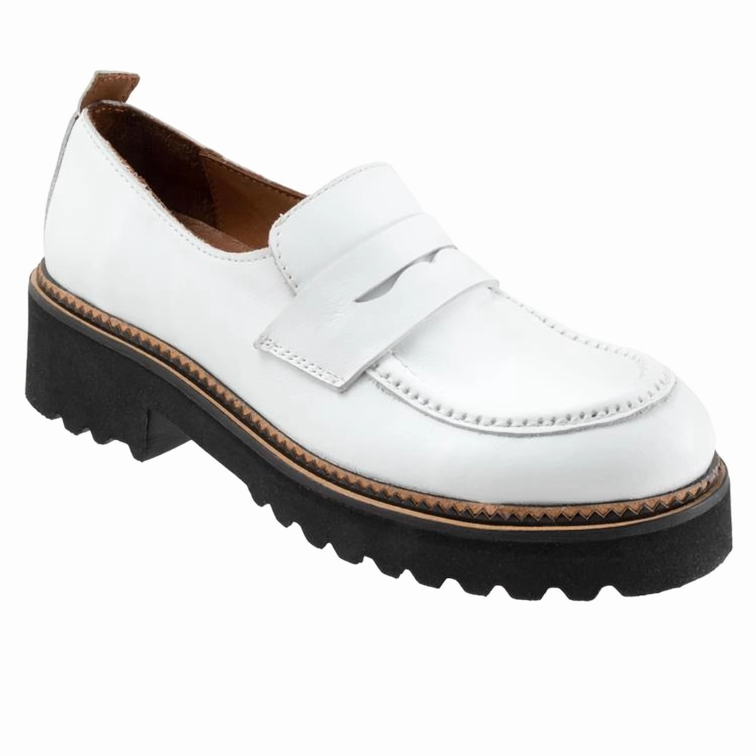Shady Lane British Elegance Women's Annie Lugged Loafer - Medium In White