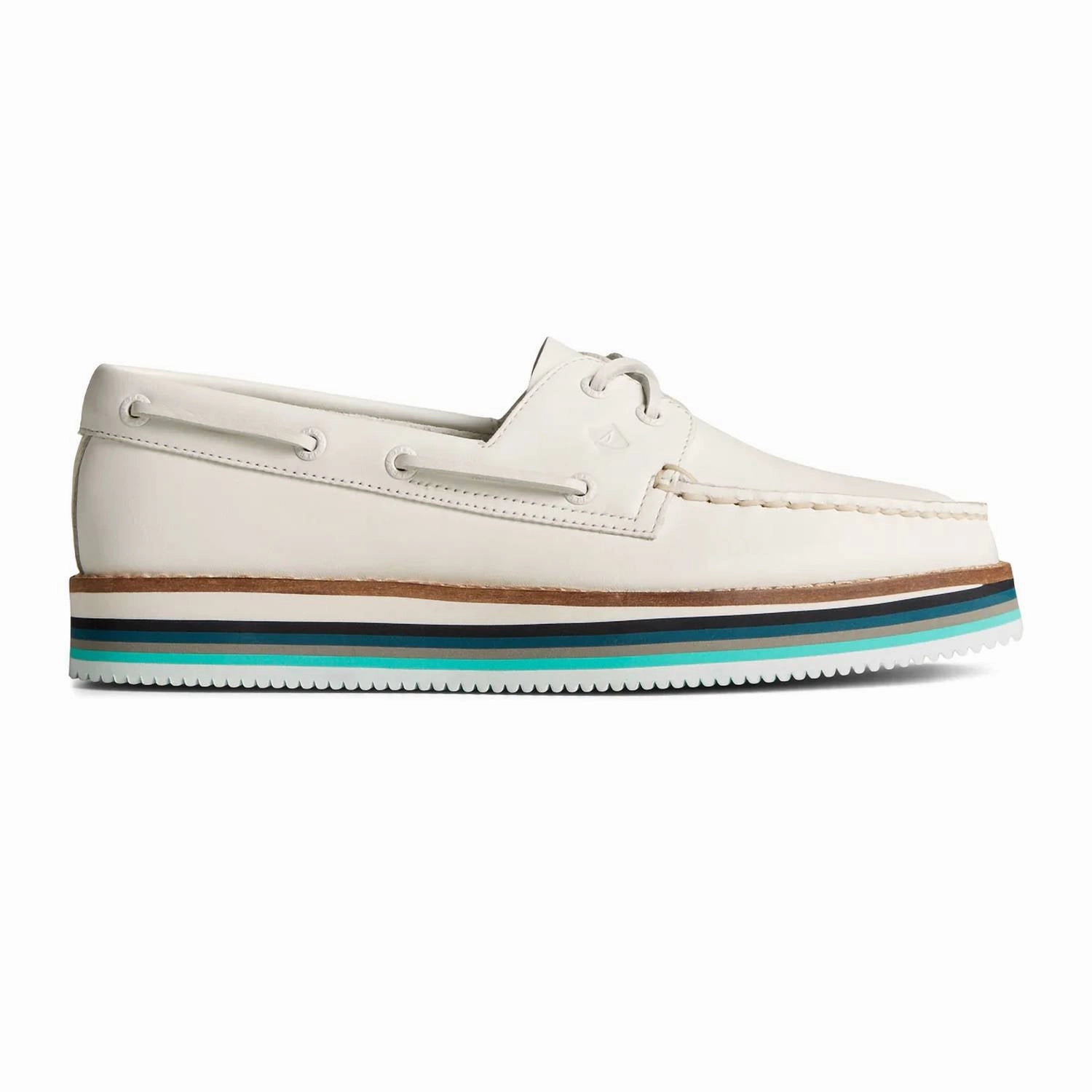 Support System Women's Authentic Original Stacked Boat Shoe In White