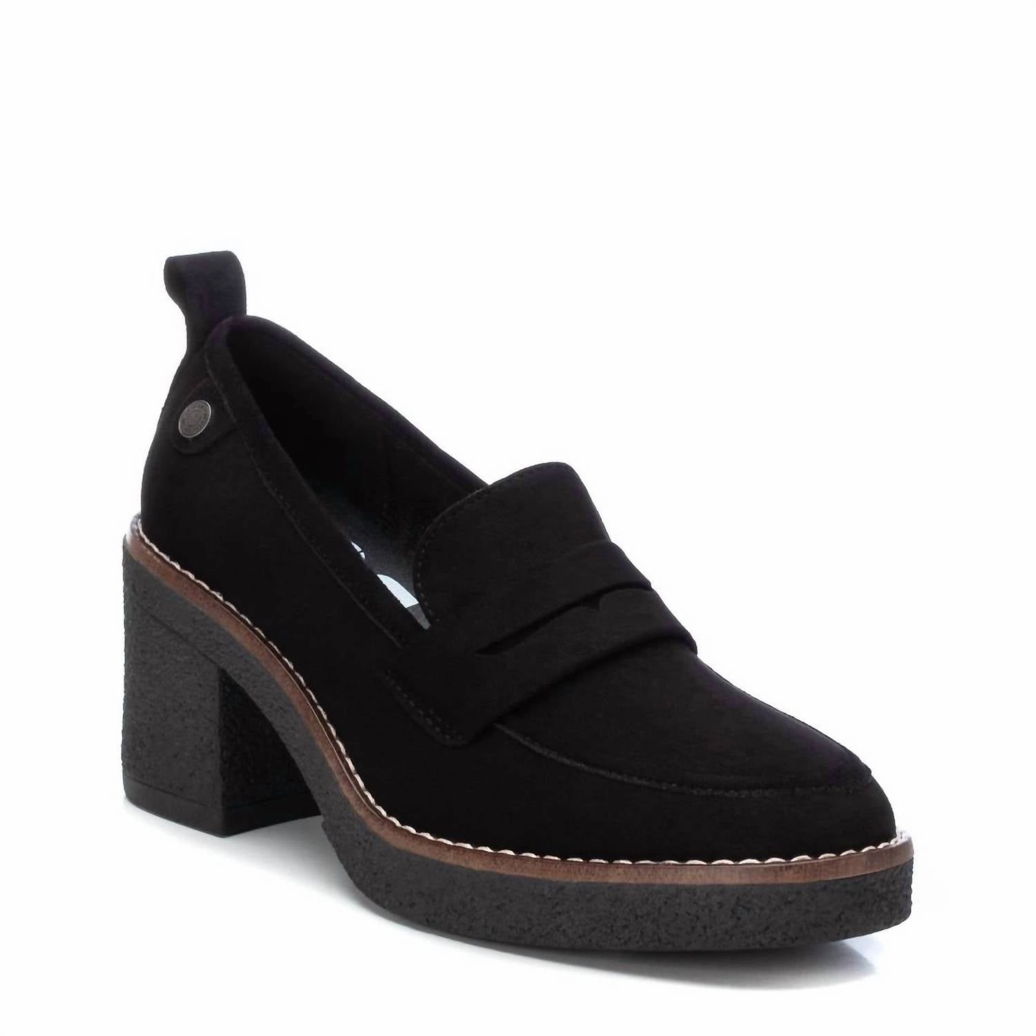 Sleek Comfort Women's Heeled Suede Moccasins In Black