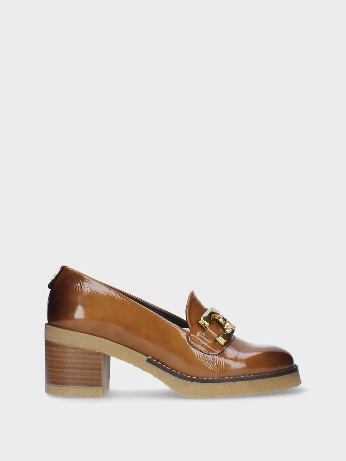 Women's Medium Heel Moccasin In Camel Minimalist