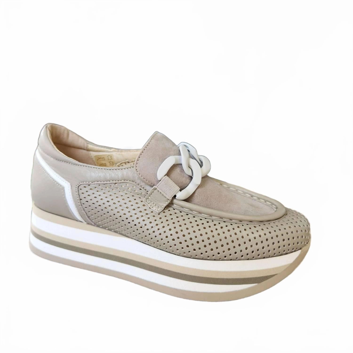 Slow Step Sleek Comfort Women's Platform Moccasins In Taupe