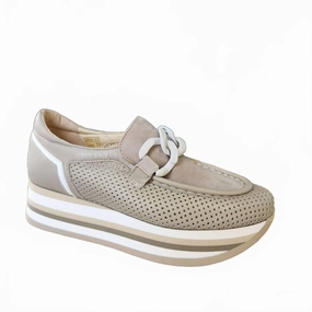Slow Step Sleek Comfort Women's Platform Moccasins In Taupe
