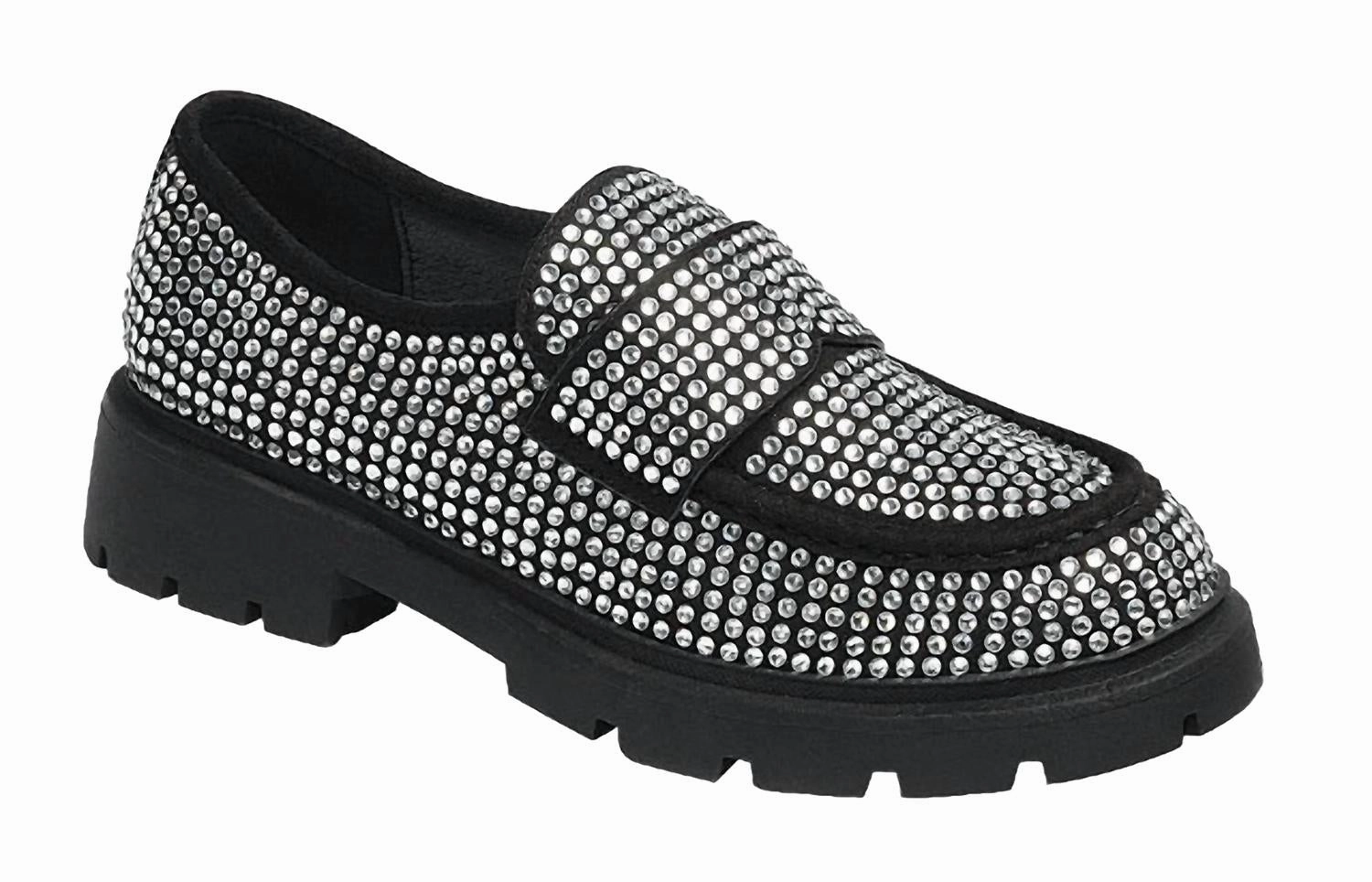 Air Walk Women's Rhinestone Loafers In Silver/black