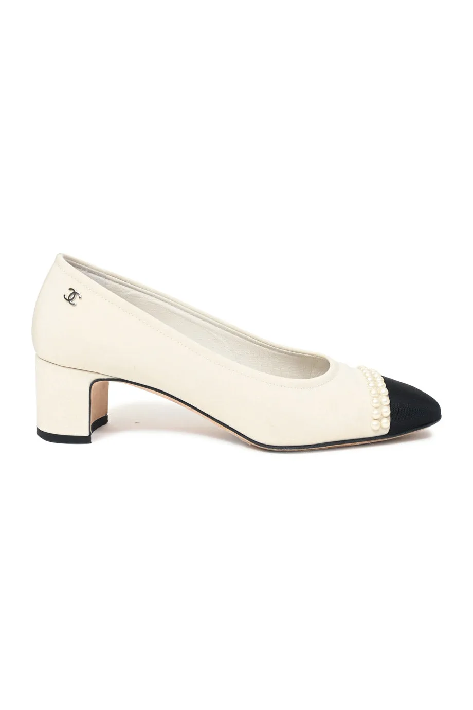 Black Leather Stilettos [WS8169] Chanel | Mid Heel Pump