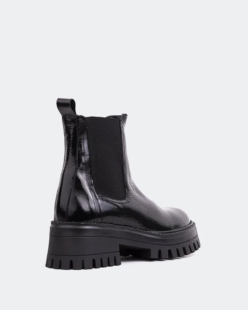 Chic casual Boot Style Xia Black Shiny Leather