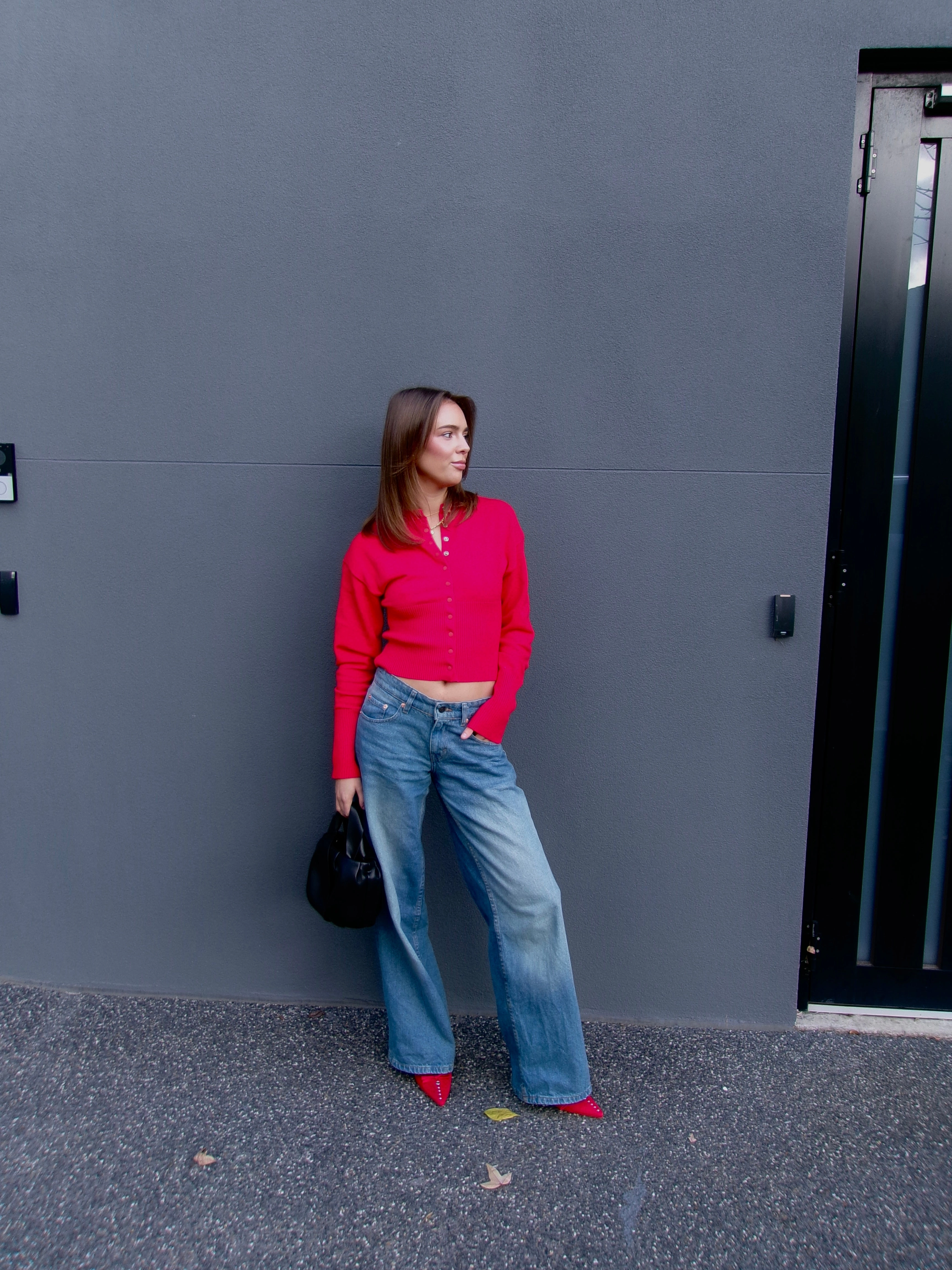 Smooth Movement Ziggy Point Toe Kitten Heels - Red Micro