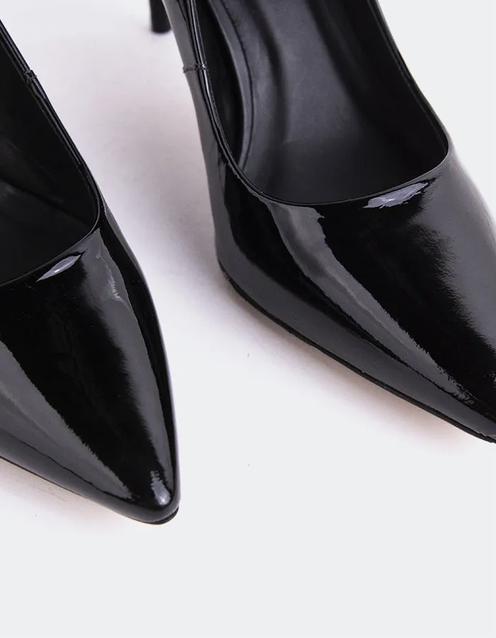 Cozy Heels Outdoor Wedding Heels Zinnia Black Patent